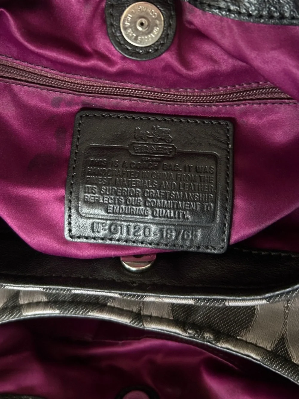Coach Black & Gray Signature Canvas Shoulder Bag